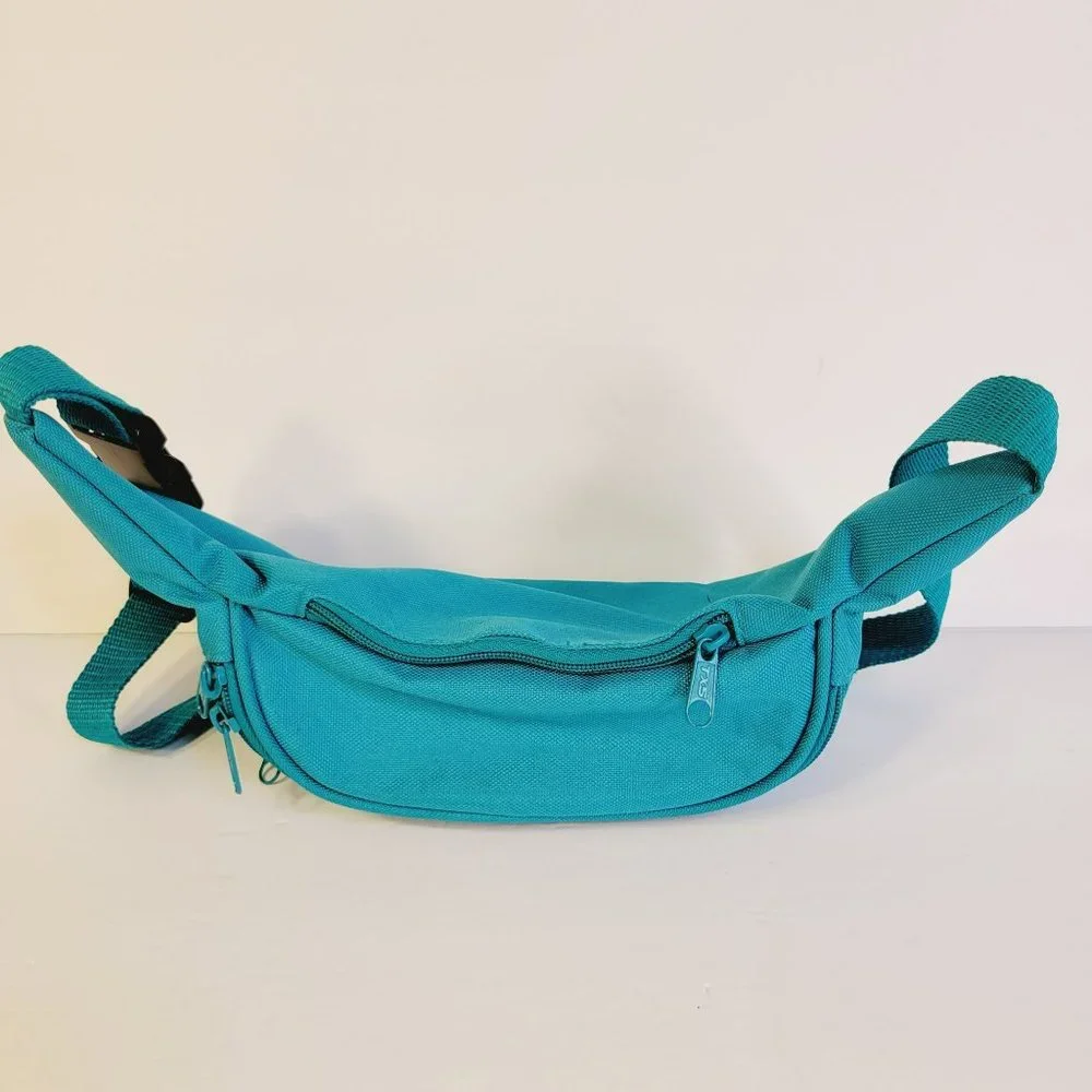 Nabisco Fanny Pack Turquoise Blue Adjustable Waist Belt Pouch Zipper Pockets - Picture 2 of 4